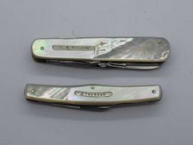 Pocket Knives, Venture, Sheffield, Slater Brothers three blades, scissors, button hook, nail file,