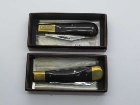 Pocket Knives, T.W Ablet, Sheffield, single blade, polished horn scales, large brass bolster, boxed,