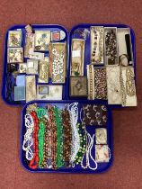 A Collection of Assorted Vintage and Later Costume Jewellery, including assorted bead necklaces,