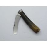 Flat Brass Bottom Pruner, Butler and Webster, horn scales, clicks on close/open, slight wobble, 9.