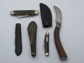 W. Saynor budding knife, Norris works knife, Fleam, Taylor Sheffield plus Butler Sheffield. (5)