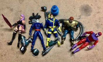 Five Marvel Action Figures By Toy Biz, including Dr Octopus, Magneto, Mr Sinister, etc some