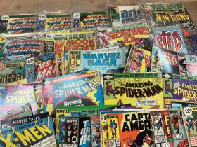 Comics - Selection of Titles To Include, Captain America, The Amazing Spider-Man, The Marvel Saga,