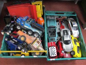 A Quantity of Plastic Diecast Model Vehicles and Radio Controlled Cars, by Silverlit, Polistil,