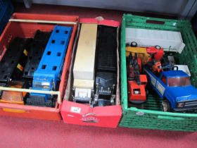 Nine Pressed Steel and Plastic Model Car Transporters, Trucks, Tipper, etc, by Tonka, Matchbox and