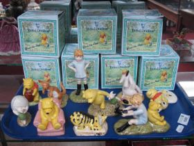 Royal Doulton Winnie The Pooh Figures, including Christopher Robin Eeyor's Tail, Kanga and Roo, nine