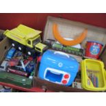 Spiderman Figures, other figures, powerhouse, dump truck, British Railways, tin train, abacus etc. 2