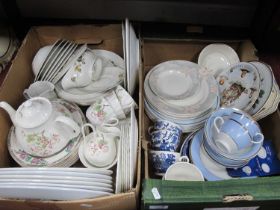 Wedgwood 'Apple Blossom' Tea Ware, Doulton 'Larchmont' dinnerware, blue and white, other pottery:-