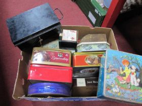Rover Biscuit Tin, William Crawford & Son biscuit tin, and other tin boxes:- One Box.
