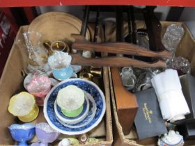 Maling Harlequin Sundeas, other ceramics, glassware,, Royal Hampshire trains, etc:- Two Boxes