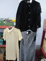 A Circa 1960's Mary Quant's Ginger Group Black Jacket. A Mary Quant cream crepe knee-length dress (