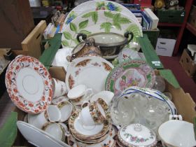 Meat Plates, Oriental vases, tea ware, etc:- Two Boxes