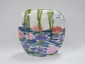 Anita Harris 'Homage to Monet' Large Purse Vase, gold signed, 19cm high.