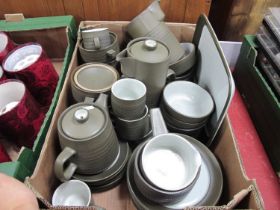 Denby Ware 'Chevron' Tea-Coffee Service, and plates, soup ;bowls, pudding bowls, etc:- One Box