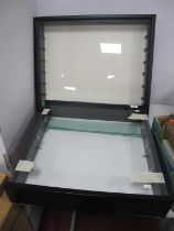 Two wall display cabinets with glass shelves one with six shelves the other with three, largest 60 x