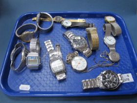 Gents Wristwatches, including Seiko Quartz, Sekonda, Casio, etc, Dalvey modern fob watch on a silver