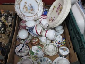 Spode, Doulton, and other cups and saucers, bread plates, etc:- One Box.