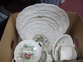 Royal Doulton 'Malvern' pattern part dinner service comprising of tureen, graduating dishes, jugs,