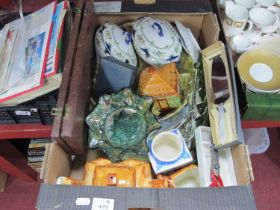 XIX Century Meat Plates, Cottage ware, tea ware, pair of XIX Century tureens etc:- One Box