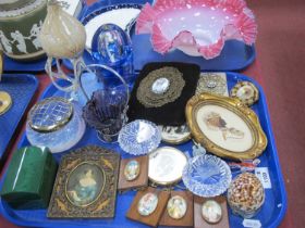 Glass Posie Bowl, etc, miniatures, etc, shell trinket box.