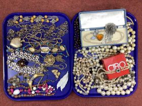 A Mixed Lot of Assorted Costume Jewellery, including gilt metal necklaces, large heart pendant on