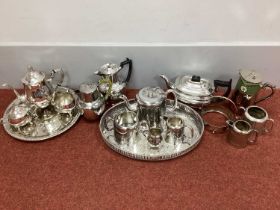 Assorted Plated Tea Wares, including hotel ware three piece tea set, further three piece tea set