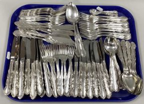 Oneida Floral Part Canteen of Plated Curlery, including fish knives and forks, serving spoons etc.