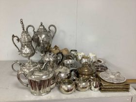 WITHDRAWN A Mixed Lot of Assorted Plated Ware, including decorative twin handled trophy cup, 1977