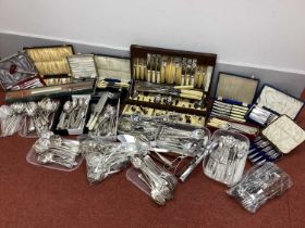 A Large Mixed Lot of Assorted Plated and Stainless Steel Cutlery, including cased and boxed sets,