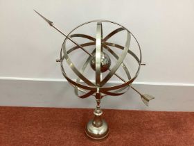 Andrew Martin; A Large Indoor Chrome Armillary Sundial, base signed, approximately 66 cm in