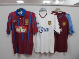 Football Shirts - Aston Villa, Asics home 'Muller' logo size S, Hummel 'CDWS Investments' logo