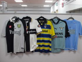 Football Shirts - Parma Champion, home 'Champion' logo size S and yellow and blue away 'Parmalat'