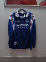 Glasgow Rangers 1996-7 Blue Adidas Match Shirt From The 9-In a Row Season, long-sleeved, with SFL