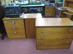 Chest of Drawers, bedside chest and a teak wood laundry box.