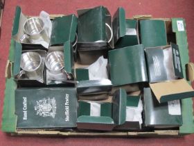 Pewter tankards, pewter whiskey flask (boxed) :- One box