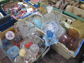 Glassware to include large fish, decanters, basket, vases and various paperweights etc. 2 Boxes
