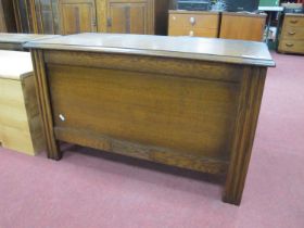 XX Century Oak Blanket Box, with a hinged lid, panelled base on style feet 91cm