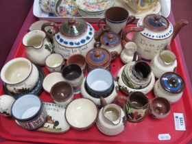 A Collection of Devon Ware Pottery, including teapot, cream jug, egg cups etc:- One Tray