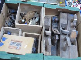 Record Router Plane, Stanley plane, other planes, triangle stock dies taps and wrenches, etc:- Two