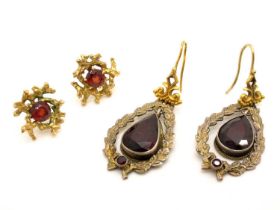 A Pair of Antique Style Drop Earrings, teardrop cooler set, on hook fittings; together with a pair