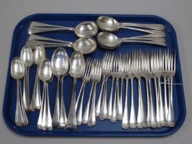 A Matched Hallmarked Silver Twelve Setting Part Canteen of Old English Pattern Cutlery, JD&S,