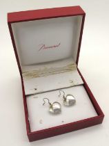 Baccarat; A Pair of Modern Clear Crystal Heart Earrings, on hook fittings signed and stamped "