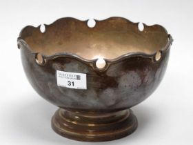 A Hallmarked Silver Footed Bowl, RP, Sheffield 1963, with shaped edge, raised on circular