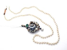 An Antique Pearl Pendant, with collet set highlight and pearl drop; together with a single strand