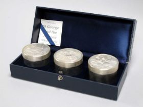 Christopher Lawrence; A Set of Three Hallmarked Silver Limited Edition 'St. George and The Dragon'