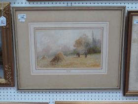 GEORGE OYSTON (1861-1937) Harvesting Scene with Figures, watercolour, signed ad dated lower right
