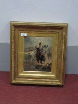 RICHARD BEAVIS (1824-1896) 10th Hussars at Waterloo 1815, oil on board, signed and dated (18) 91