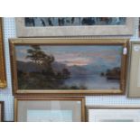 G (?) STANLEY (XIX Century) Mountainous Lake Scene with Trees, oil on board, signed lower right,