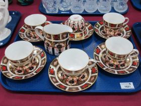 A Royal Crown Derby Porcelain Part Tea Service, decorated in Imari pattern 1128, date codes for