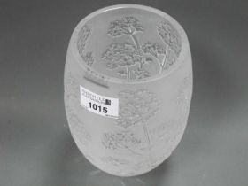 A Modern Lalique, France Frosted and Clear Glass Vase in the 'Ombelles' Design, and of ovoid form,